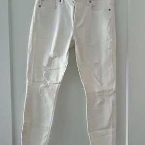Express White Skinny Ankle Distressed Jeans